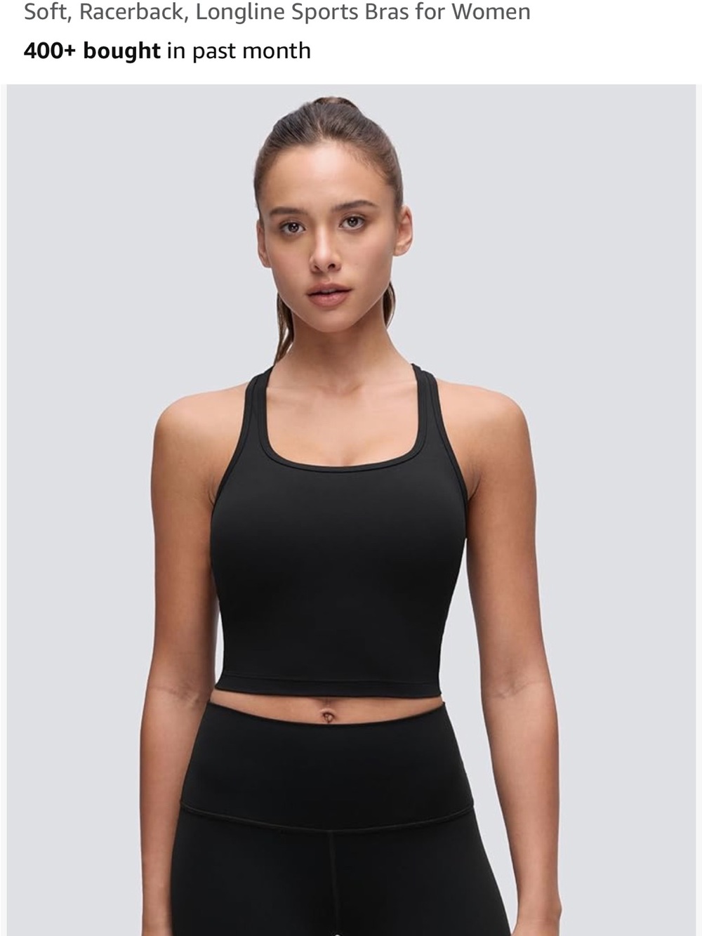 CRZ YOGA Black Racerback Longline Crop Sports Bra